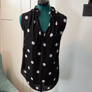 Ann Taylor Black Blouse with White Dots